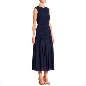Akris punto smocked midi dress in navy